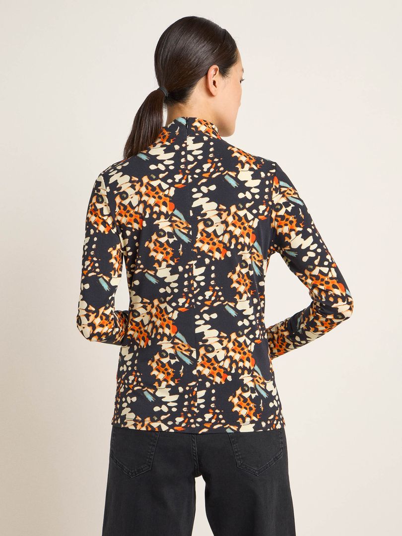 Stehkragenshirt print butterfly black/ orange von Lanius