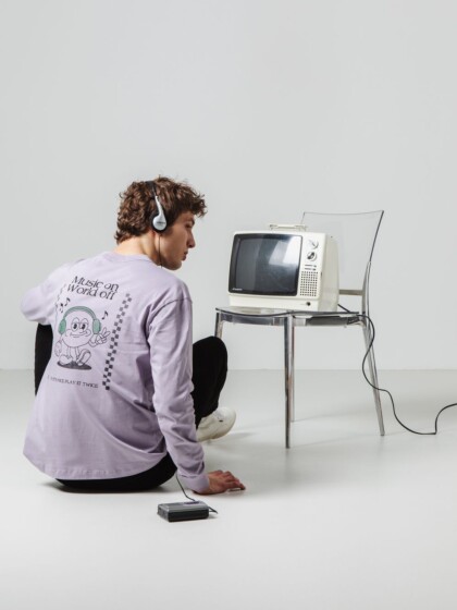 Longsleeve Papaya Music grey lilac von recolution