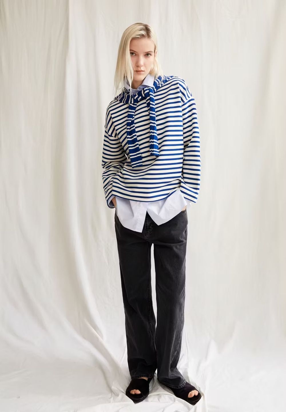 Sweatshirt Frankaa Maarlen Stripe undyed-lapis blue von Armedangels