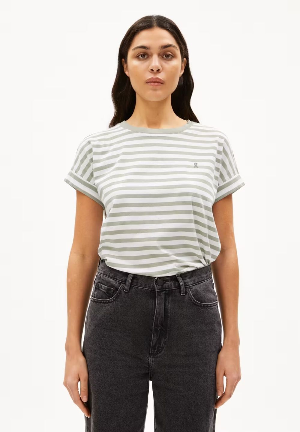 T-Shirt Idaara Stripes white-seagreen von Armedangels