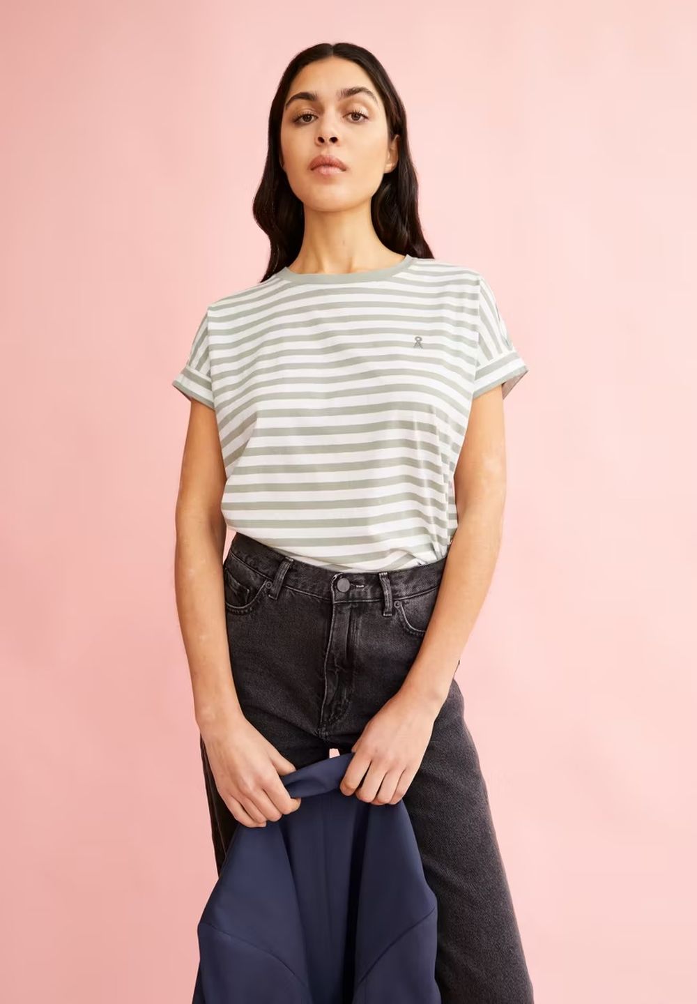 T-Shirt Idaara Stripes white-seagreen von Armedangels