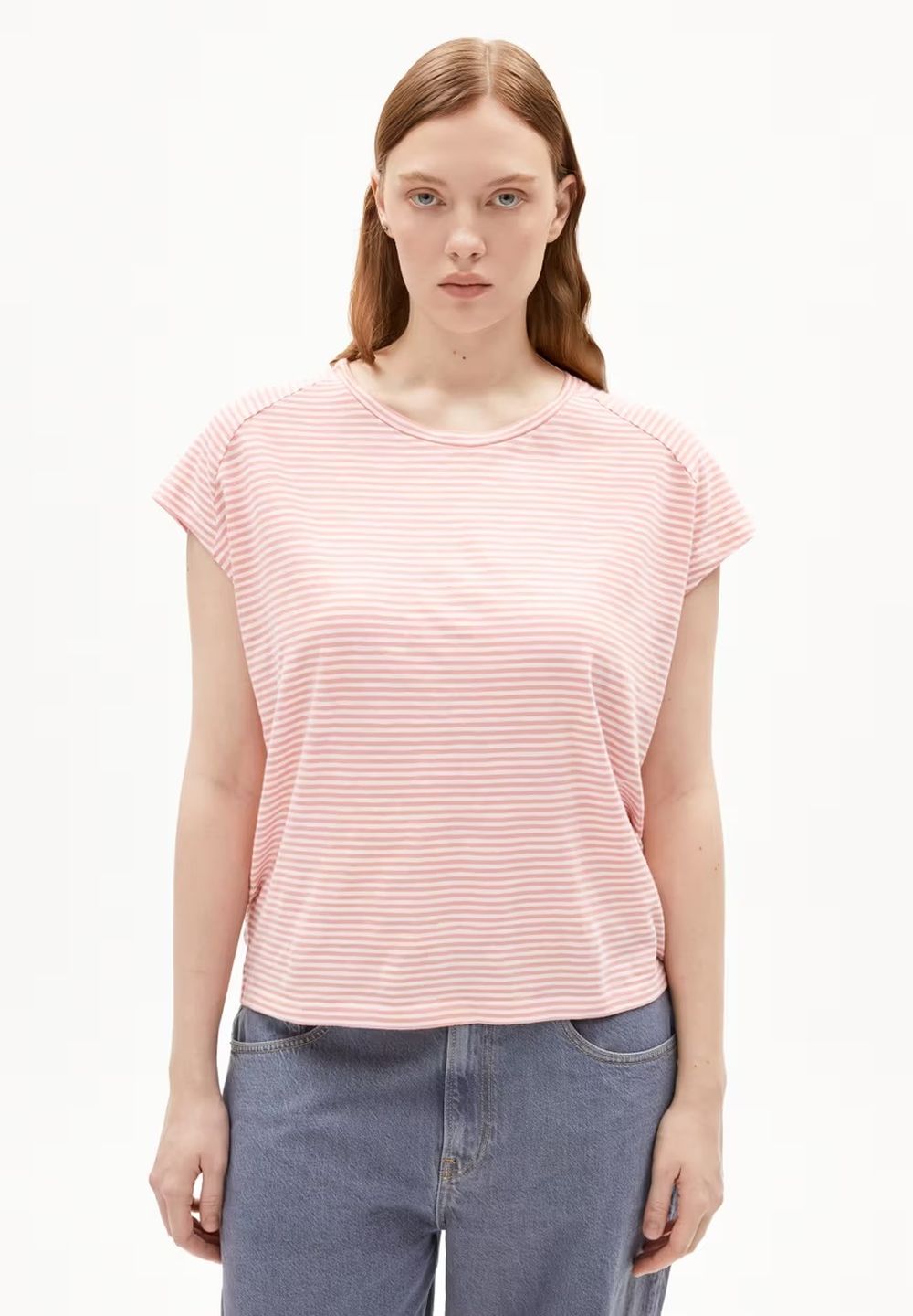 T-Shirt Oneliaa Lovely Stripes oatmilk-deep rosalilly von Armedangels