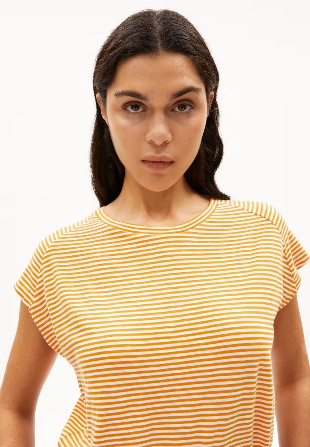 T-Shirt Oneliaa Lovely Stripes oatmilk-light tangerine von Armedangels