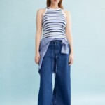 Top Kanitaa Stripes white-lapis blue von Armedangels