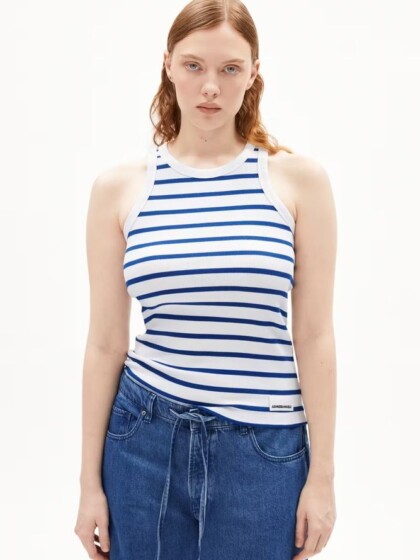 Top Kanitaa Stripes white-lapis blue von Armedangels