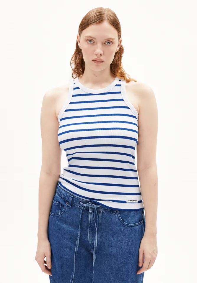 Top Kanitaa Stripes white-lapis blue von Armedangels