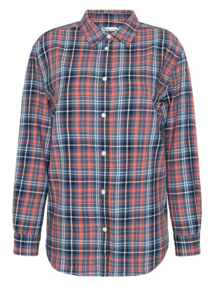 Hemd Flannel Boyfriend Fit Checked blue check von KnowledgeCotton Apparel