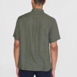 Hemd Kurzarm Regular Leinen burned olive von KnowledgeCotton Apparel