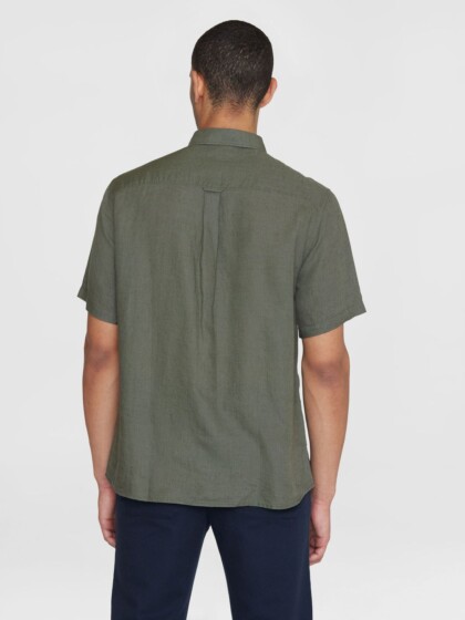 Hemd Kurzarm Regular Leinen burned olive von KnowledgeCotton Apparel