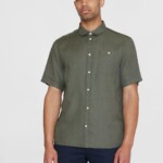 Hemd Kurzarm Regular Leinen burned olive von KnowledgeCotton Apparel