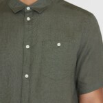 Hemd Kurzarm Regular Leinen burned olive von KnowledgeCotton Apparel