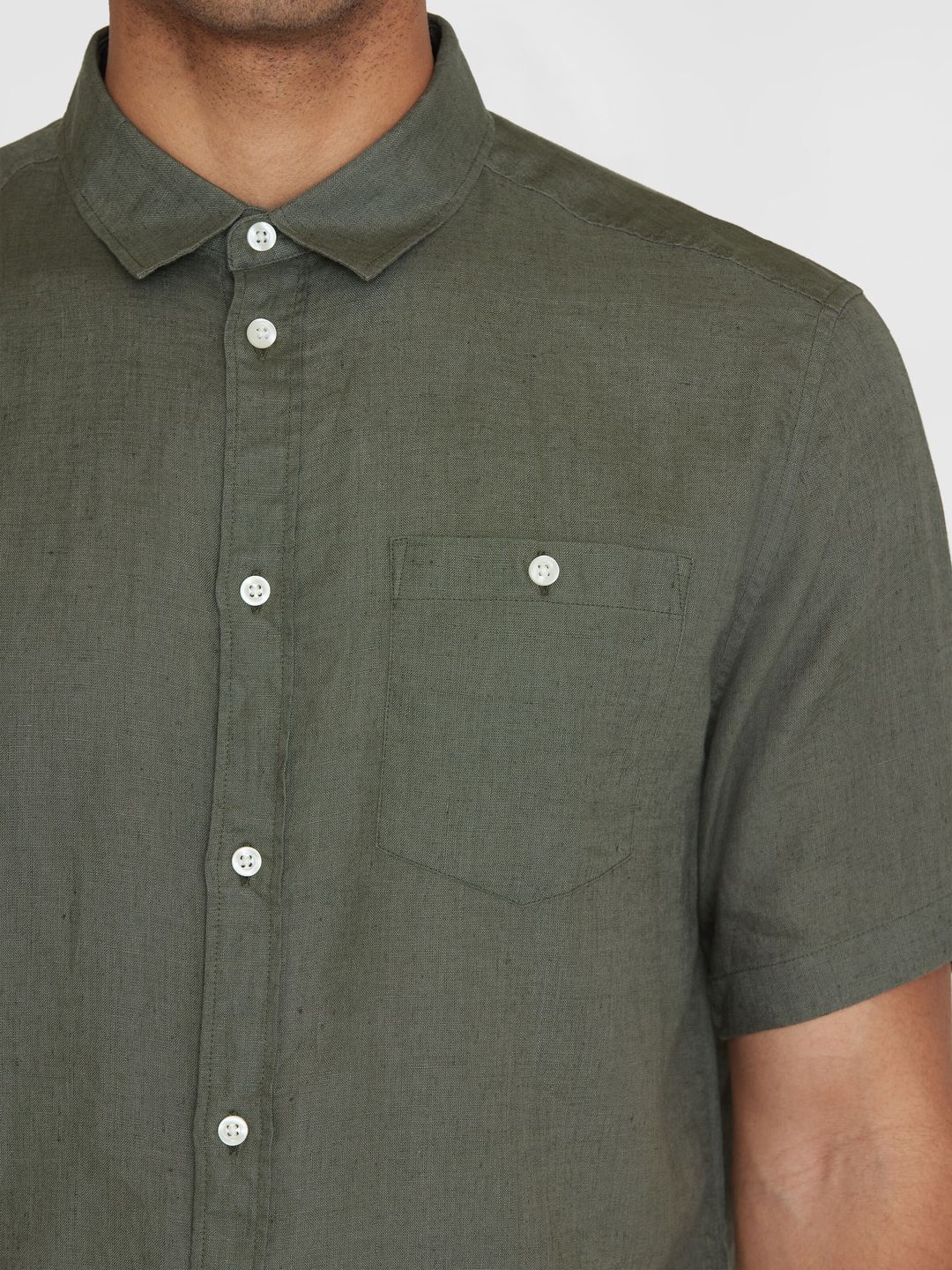 Hemd Kurzarm Regular Leinen burned olive von KnowledgeCotton Apparel