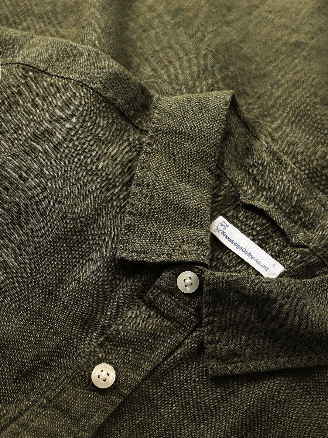 Hemd Kurzarm Regular Leinen burned olive von KnowledgeCotton Apparel