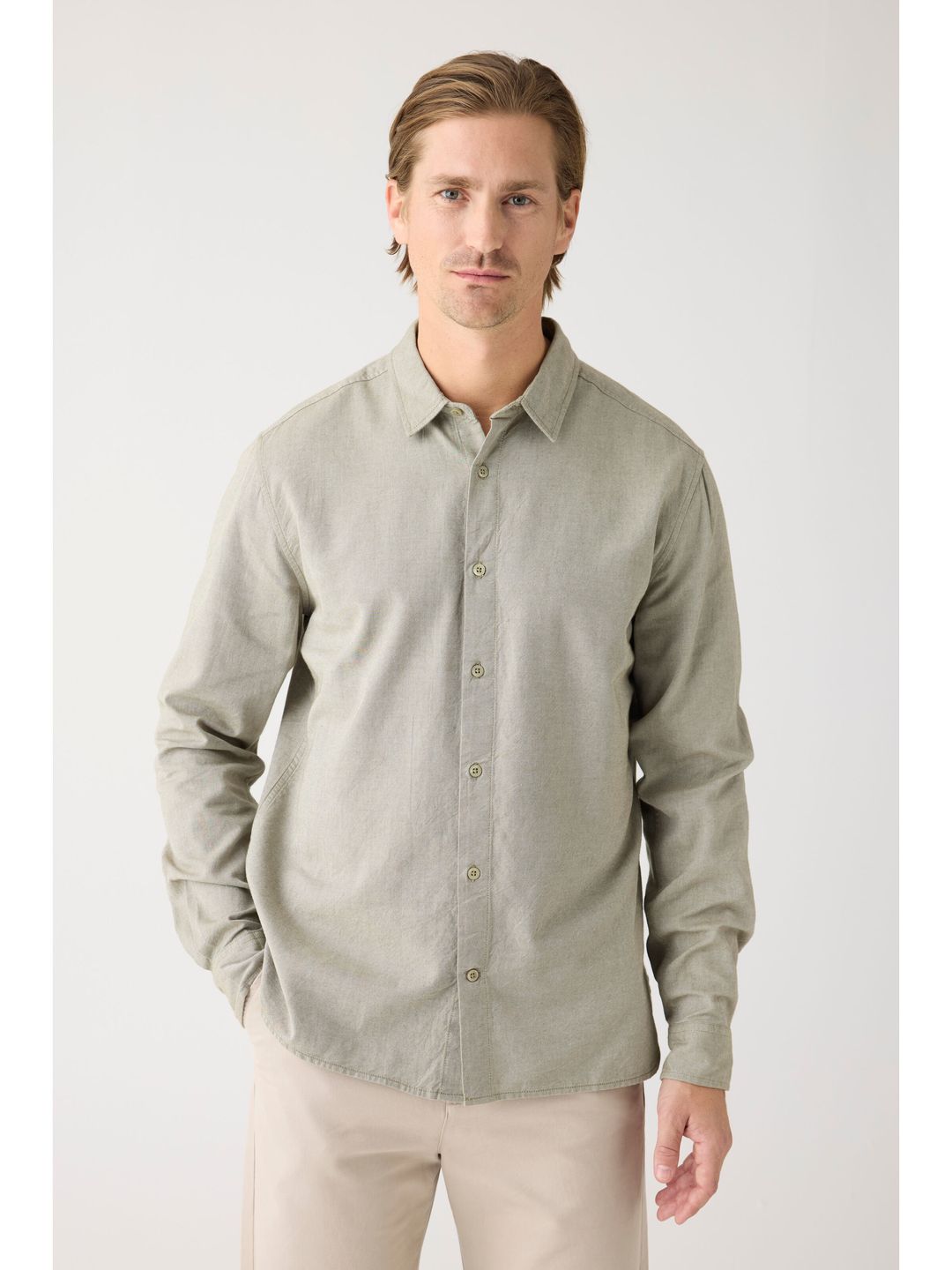 Hemd Regular Fit Light Twill burned olive von KnowledgeCotton Apparel