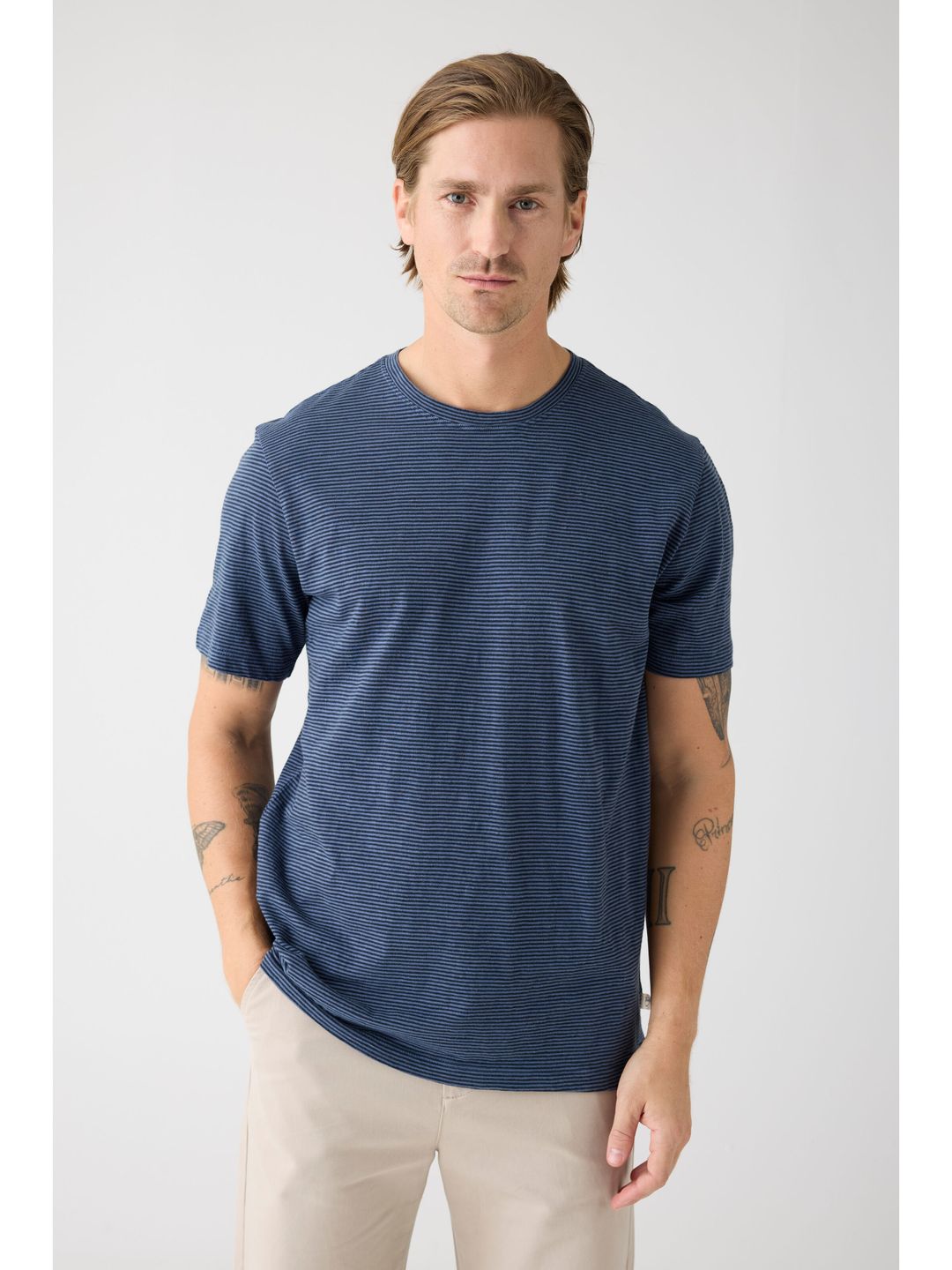 T-Shirt Narrow Striped Slub navy von KnowledgeCotton Apparel