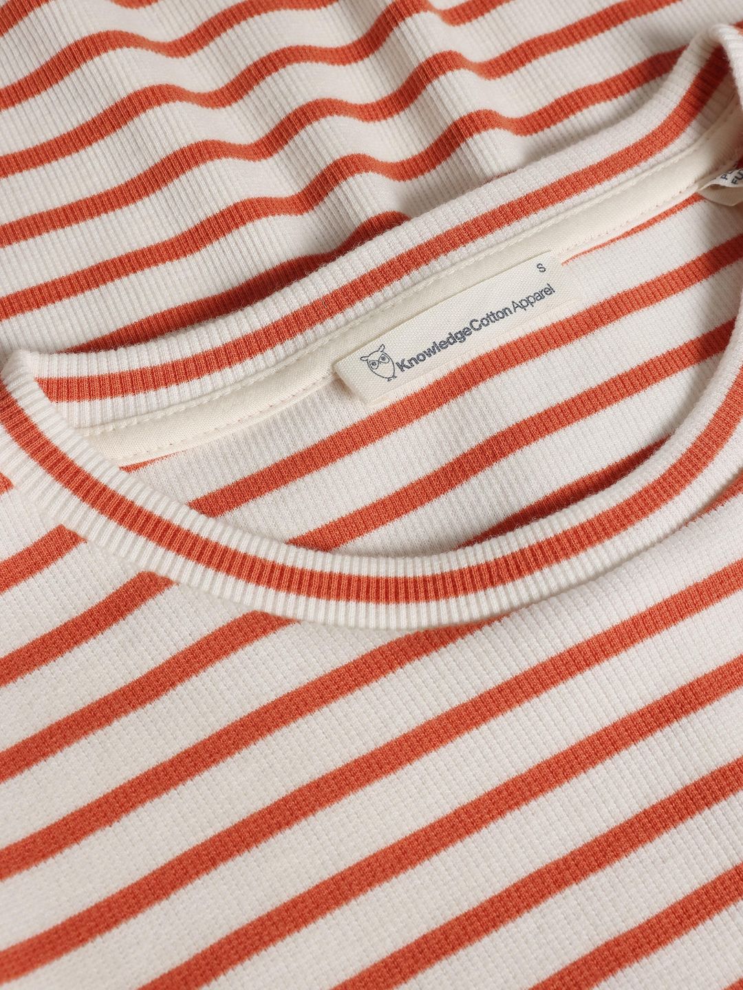 T-Shirt Striped Rib red stripe von KnowledgeCotton Apparel