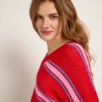 Pullover mit V-Ausschnitt red/ summer pink von Lanius