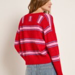 Pullover mit V-Ausschnitt red/ summer pink von Lanius