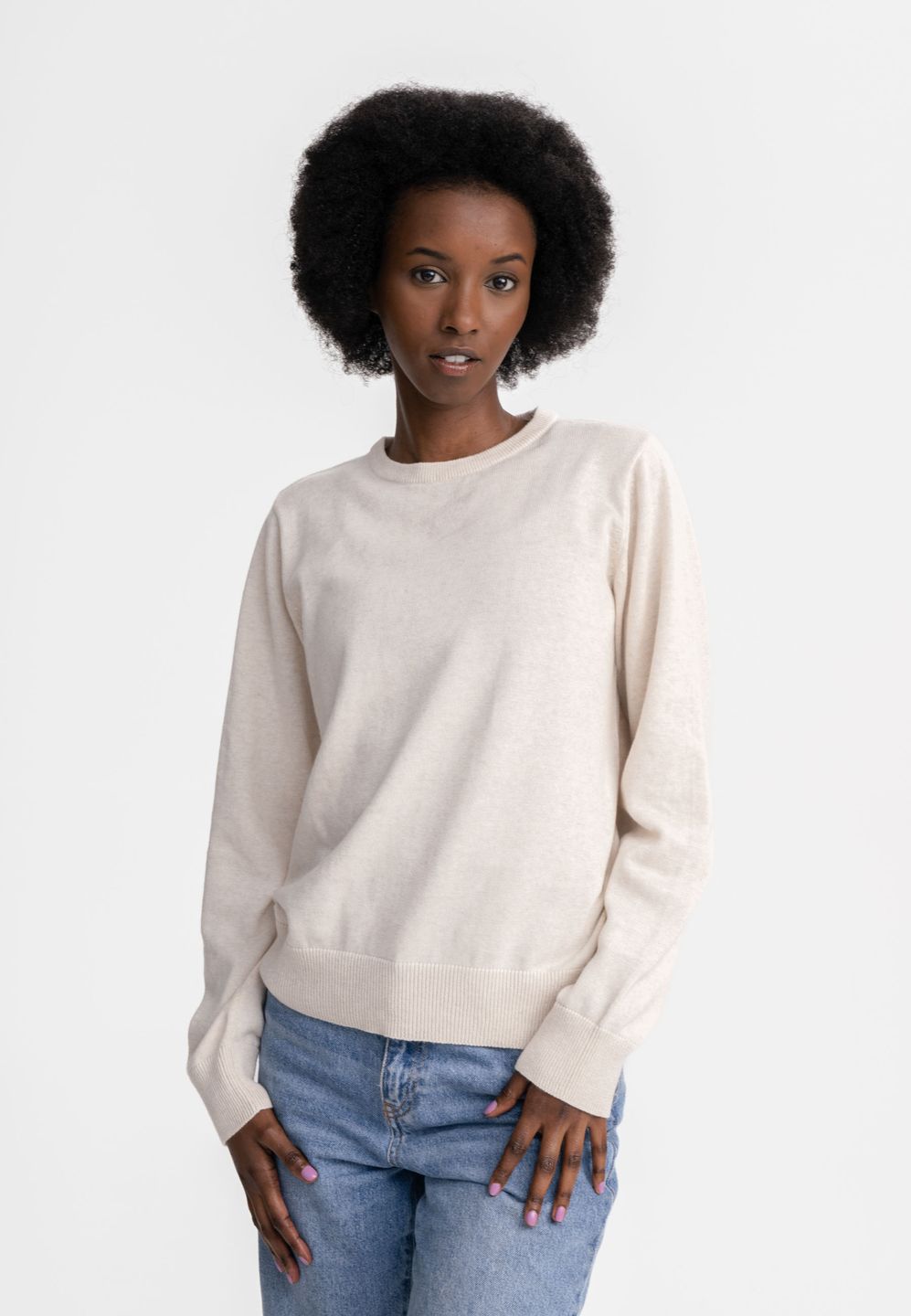 Pullover Feinstrick Dhana cream melange von MELAWEAR