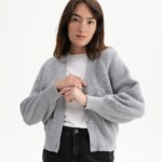 Rippstrick Cardigan Bhuma grau-melange von MELAWEAR