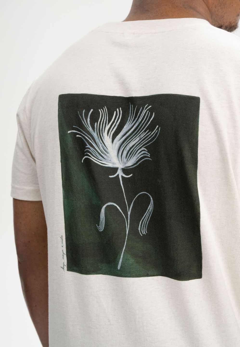 T-Shirt Avan Artist Edition Kaja cream melange / botanical print grün von MELAWEAR