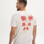 T-Shirt Avan Artist Edition Kaja cream melange / botanical print rot von MELAWEAR