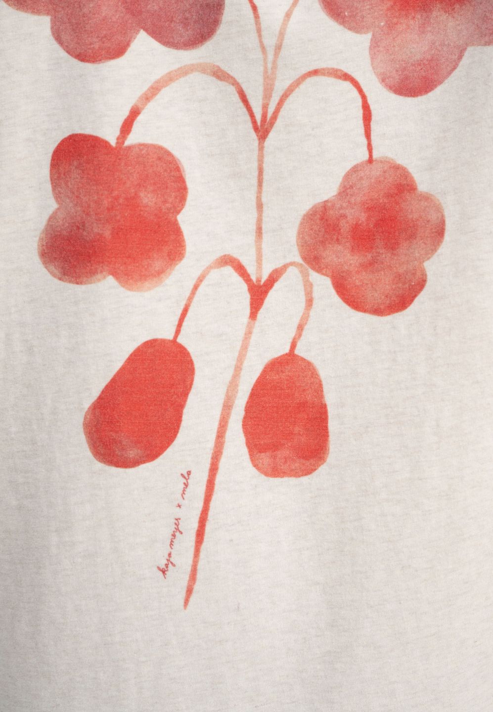 T-Shirt Avan Artist Edition Kaja cream melange / botanical print rot von MELAWEAR