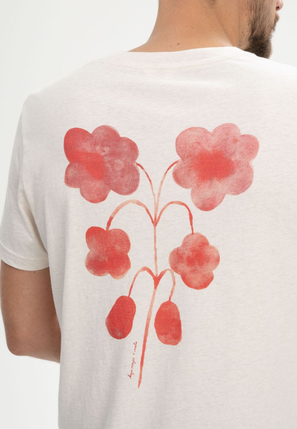 T-Shirt Avan Artist Edition Kaja cream melange / botanical print rot von MELAWEAR