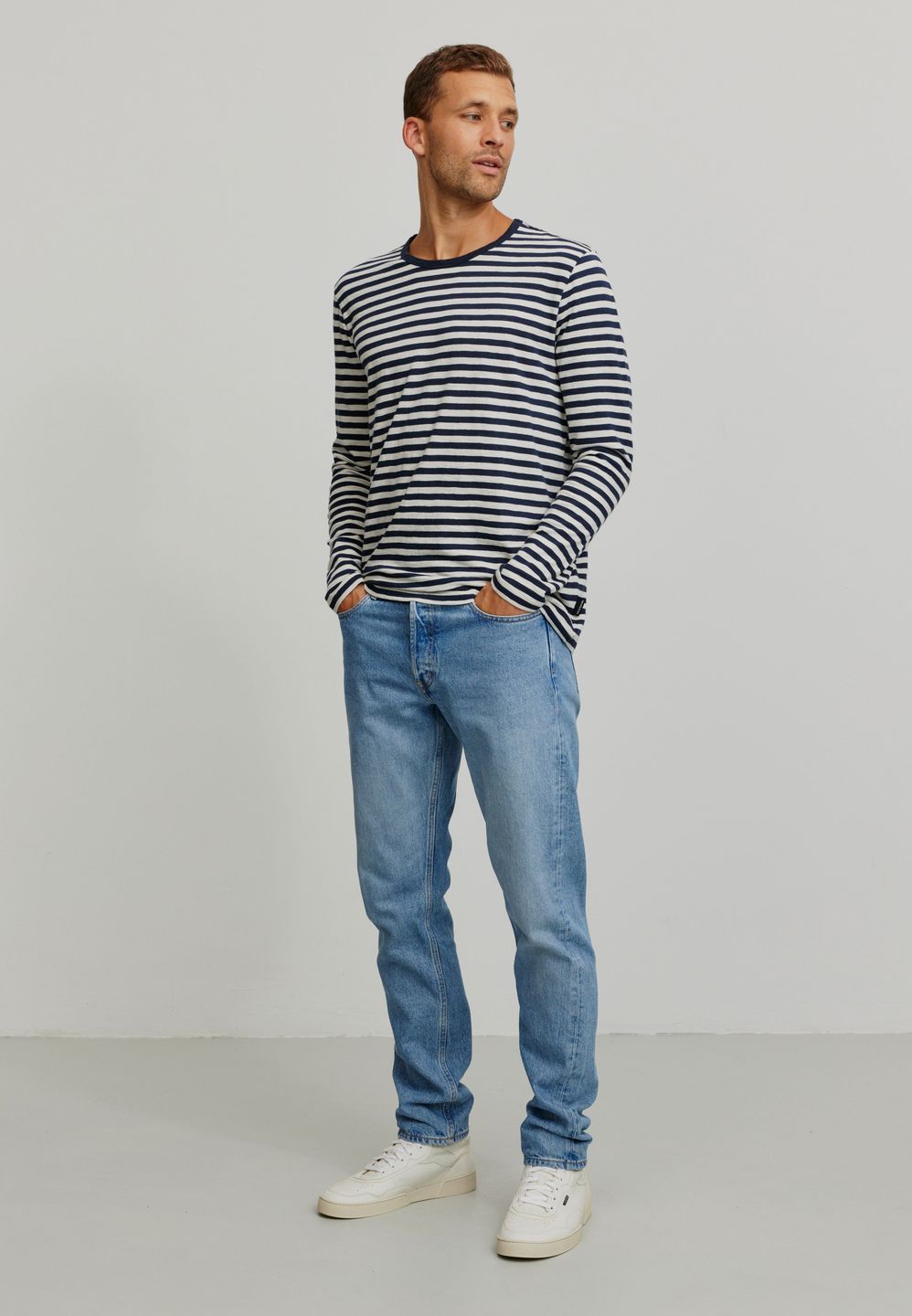 Longsleeve Maca Stripes dark navy von recolution